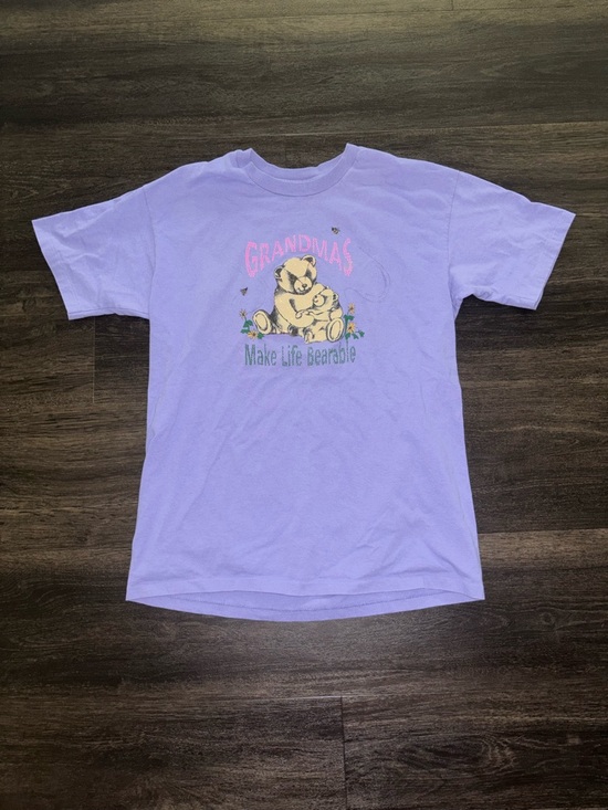 Anvil Tops - Vintage Y2K Grandmas Make Life Bearable Purple Tshirt Size L